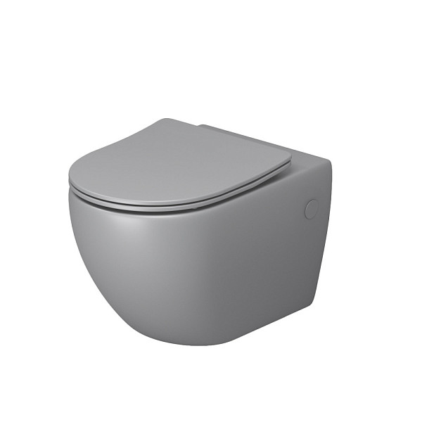Унитаз GR-4411GLMS Color (550*365*395) СВЕТЛО-СЕРЫЙ МАТОВЫЙ подвесной БЕЗОБОДКОВЫЙ