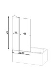 W90BS-D3W5-140CT Gem Шторка на борт ванны 80х140, поворотная с неподвижным элементом, хром, прозр