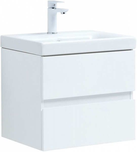 Тумба под раковину Aquanet Беркли 50 белый глянец (2 ящика) 00302347