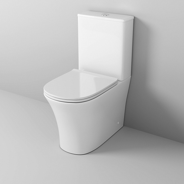 Унитаз Classic GR-4466S (620*365*820) напольный БЕЗОБОДКОВЫЙ с тонкой крышкой, 2 места