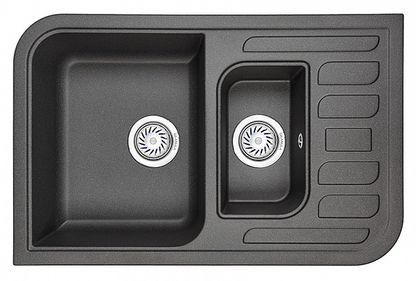 Мойка кухонная Granula прямоугольная кварц 7803, ЧЁРНЫЙ