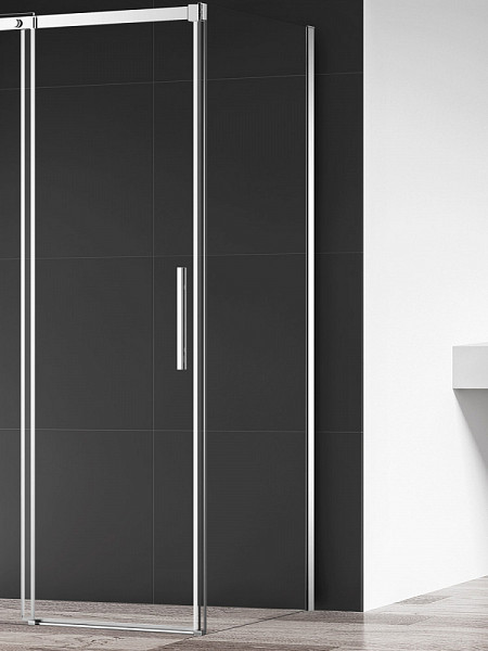 Боковая панель AQUAme, стекло 8мм, цвет профиля хром. Размер 800*1950