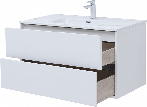 Тумба под раковину Aquanet Lino 80 (Flat) белый глянец 00287542