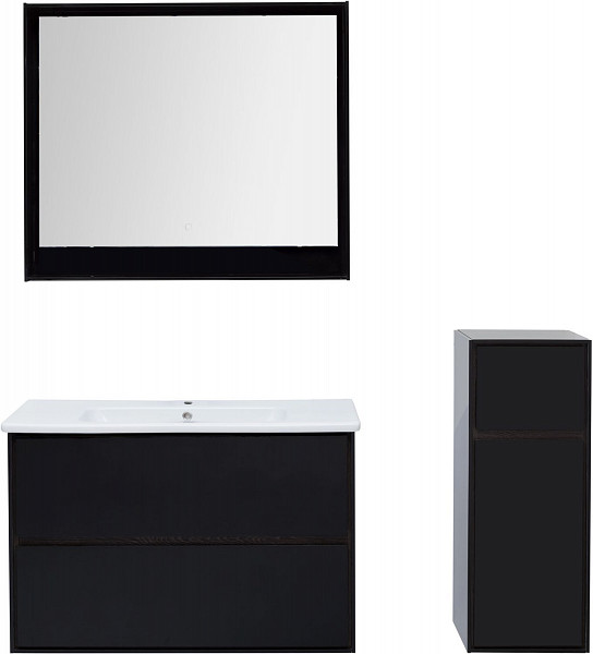 Тумба под раковину Aquanet Милан 100 черный глянец 00269299
