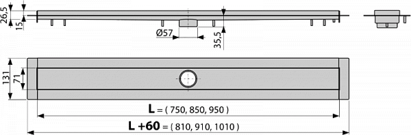 Душевой лоток AlcaPlast APZ13-850 Modular Водоотводящий желоб