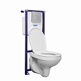 ПЭК Santeri Альфа комфорт 1.3816.4.S00.00B.0 подвесной унитаз + инсталляция + сиденье SC + панель хром