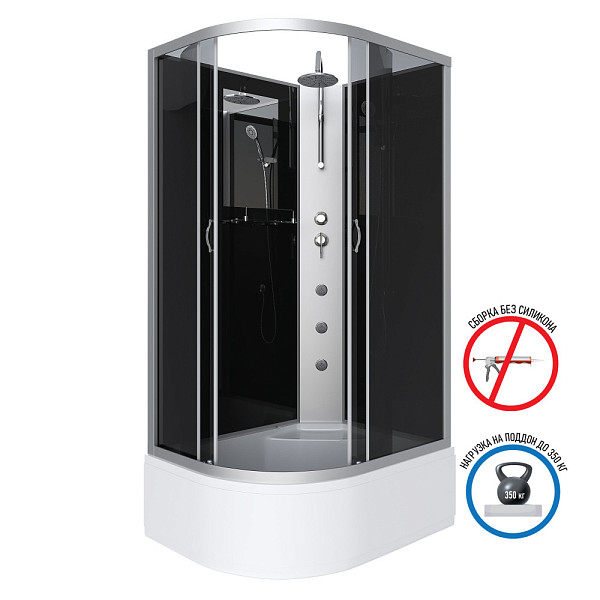 Душ.каб. NG-2510-14RBKTG (1200х800х2100-2400) высокий поддон(40см) стекло ТОНИРОВАННОЕ 4 места