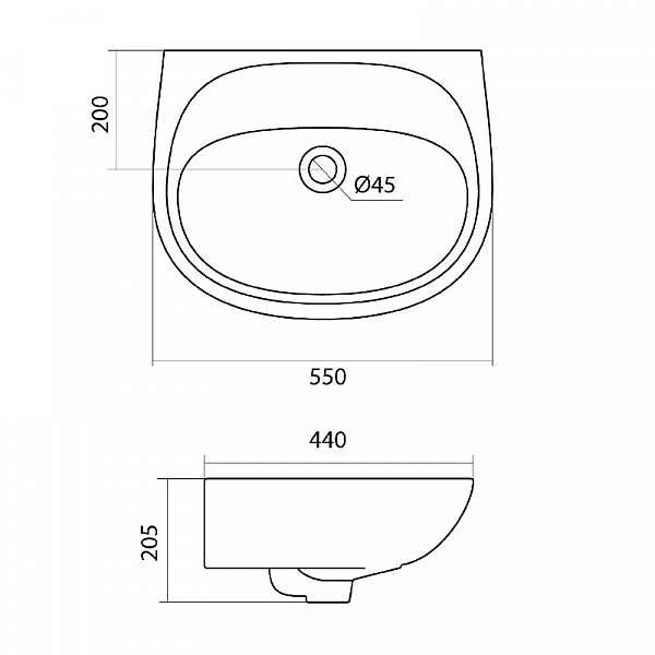 Полукруглая раковина Santek Бриз 55 без отверстия под смеситель 1WH110457