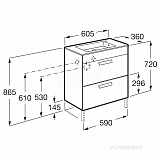 Тумба под раковину Roca Debba 60 2 ящика, белый глянец ZRU9302708