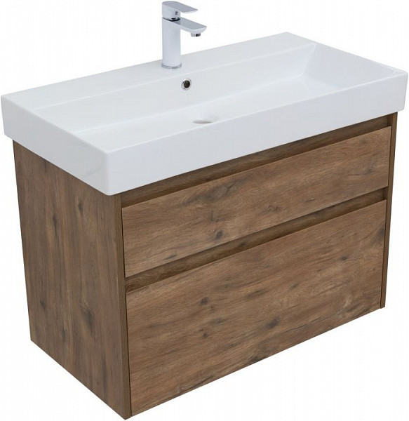 Тумба под раковину Aquanet Nova Lite 85 дуб рустикальный, 2 ящика 00249954