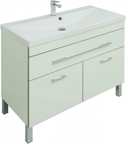 Тумба с раковиной Aquanet Верона 100 белый (напольная 1 ящик 2 дверцы) 00287662
