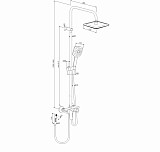 DX220920000xxx Apollo, душевая система со смесителем-полкой: верхний душ 230*230мм, ручной душ