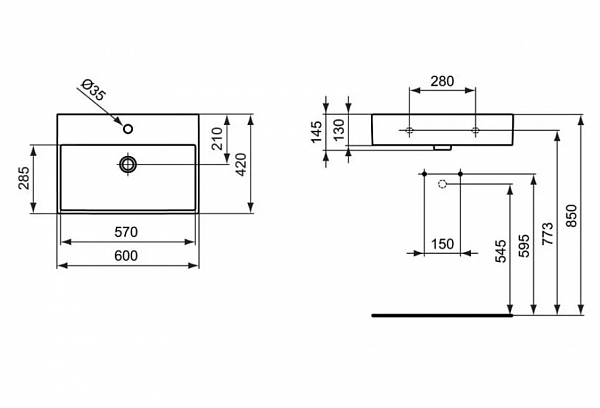 Раковина Ideal Standard Strada K077801 60 см