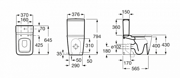 Унитаз (чаша) Roca Inspira Square напольный 342537000 