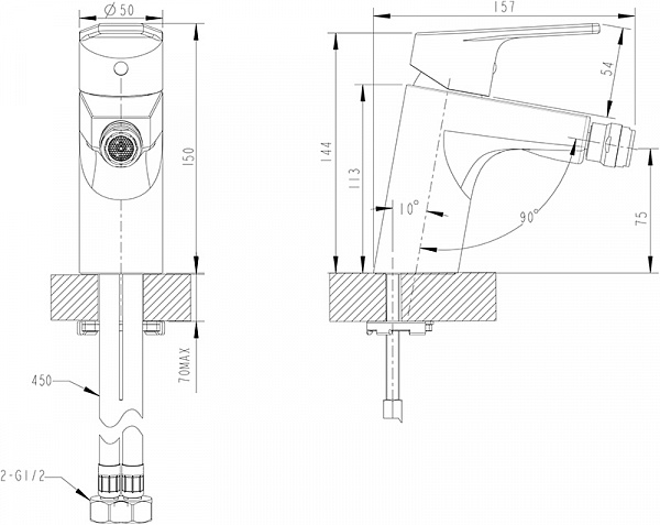 Смеситель для биде Bravat Line F35299C-1
