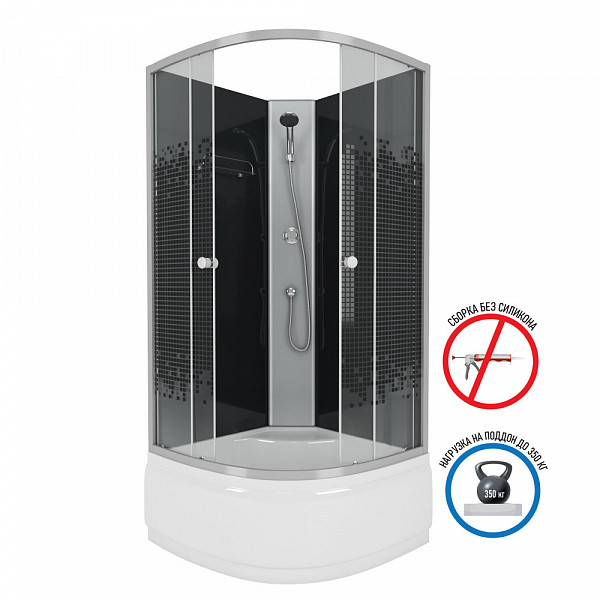 Душ.каб. NG-7508-14BK (900х900х1950) высокий поддон(40см) стекло ТОНИРОВАННОЕ 4 места
