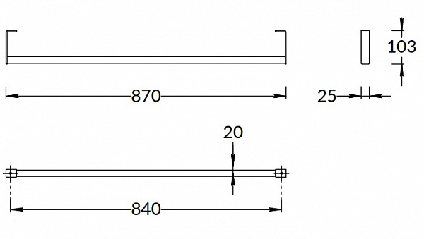 Держатель для полотенец Kerama Marazzi к раковинам LOGICA 90 с крепежом, черный матовый
