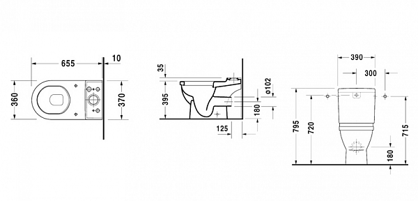 Унитаз-компакт Duravit Starck 3 0126090000 напольный с бачком 0920100005