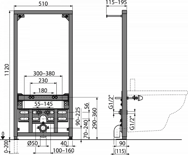 Монтажная рама для биде AlcaPlast A105/1120