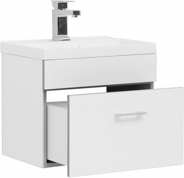 Тумба с раковиной Aquanet Верона 50 белый (подвесная 1 ящик) 00287665