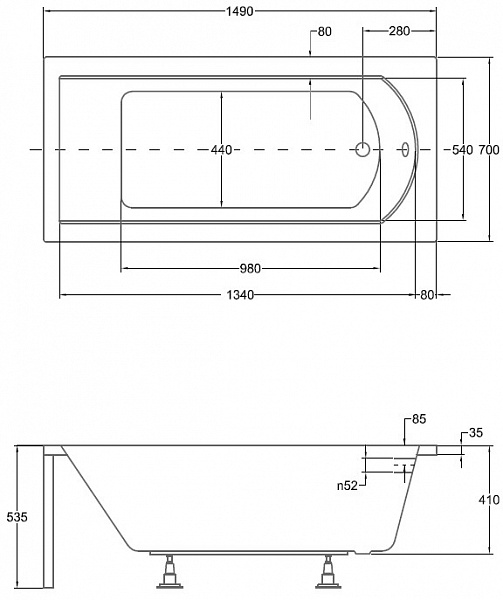 Акриловая ванна Besco Shea 150x70 WAS-150-PK