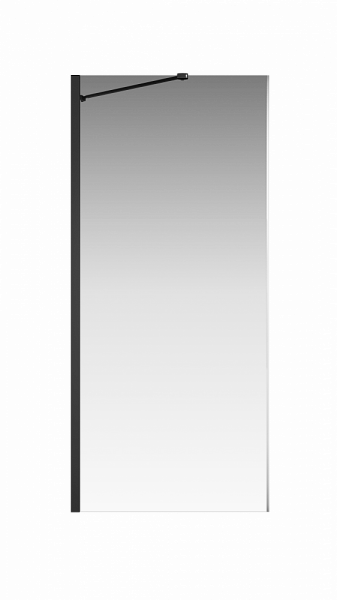 Боковая перегородка Creto Nota 122-SP-900-C-B-6 стекло прозрачное EASY CLEAN профиль черный, 90х200 см