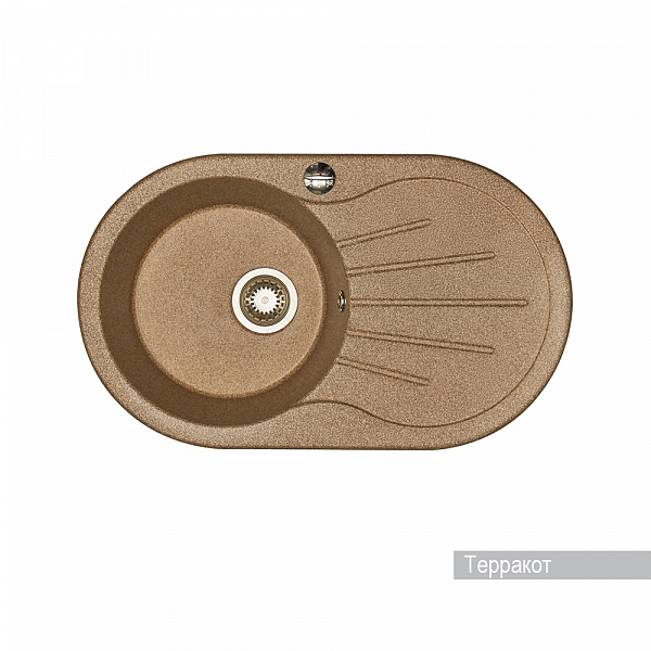 Мойка для кухни Aquaton Паола круглая с крылом терракотовая 1A714032PA270