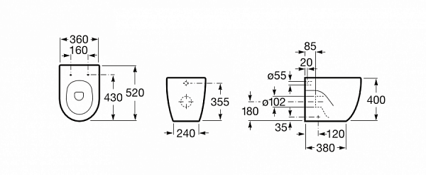 Унитаз (чаша) Roca Meridian приставной 347247000 под скрытый бачок
