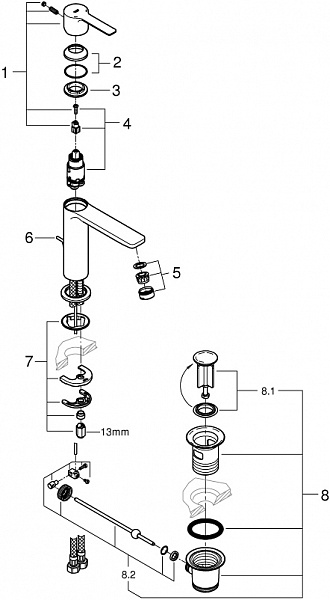Смеситель для раковины Grohe Lineare New 32114001