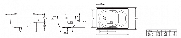 Стальная ванна BLB Europa 120x70 B2SE