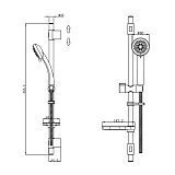 TSH1501 Душ.гарнитур(стойка 656мм,лейка 3F D80мм,шланг нерж.сталь 1,5м)