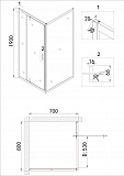 Душ.ограждение NG-63-8A-A70 (80*70*190) прямоугольник, дверь распашная, 2 места