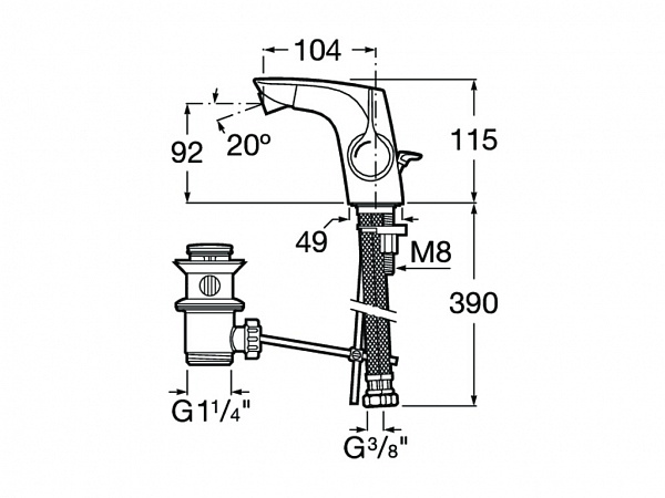 Смеситель Roca Insignia для биде с донным клапаном, 5A603AC00