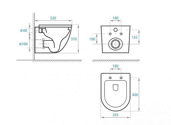 Комплект KOLLER POOL для монтажа  подвесного унитаза: Инсталляция Alcora ST 1200 с клавишей KVADRO  White, Унитаз ROUND Rimless, сиденье дюропласт: SoftClose, Take Off, антибактериальное покрытие, система «Антивсплеск»