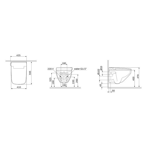 CCC50A1700SC Inspire V2.0 подвесной унитаз с интегрированным электронным биде TouchReel