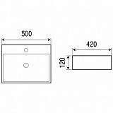 Раковина Azario 500х420х120 накладная, белая (AZ-2173-S)