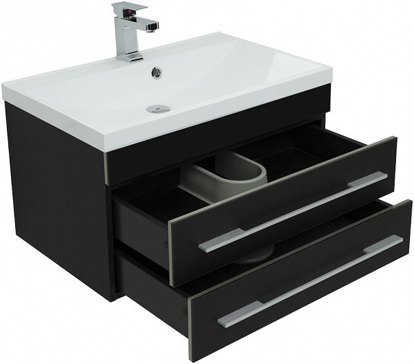 Тумба под раковину Aquanet Верона 75 New черный матовый 00272427