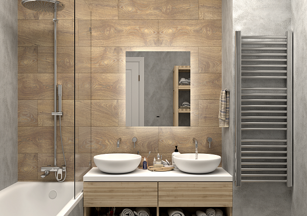 Зеркало Континент "Trezhe Led" 600х700 с бесконтактным сенсором, холодная подсветка