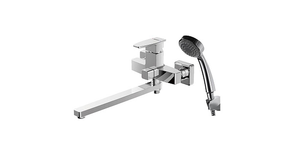 Смеситель для ванны c длинным изливом с аксессуарами Bravat Riffle F672106C-LB