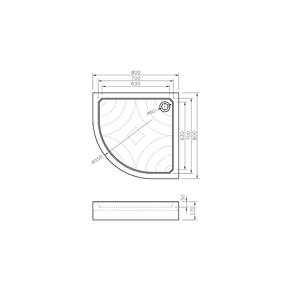 Поддон акриловый "KOLLER POOL" Grace 80x80 GRACE80R