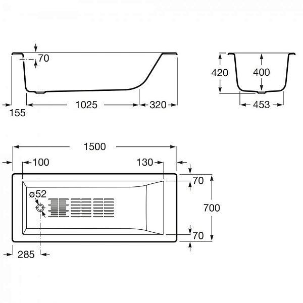 Чугунная ванна Roca Tampa 150x70 234050000
