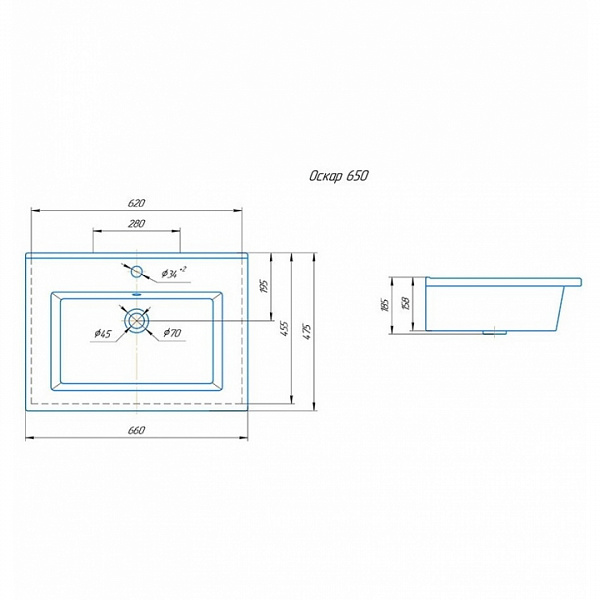 Раковина Оскар 65