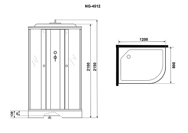 Душ.каб. Niagara Eco E120/80/13L/TN (1200х800х2150) 3 места