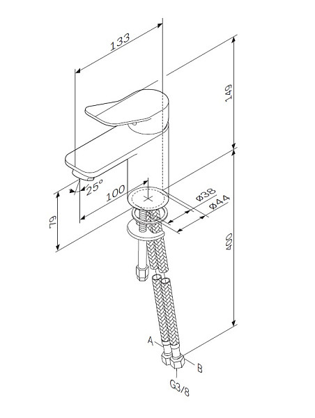 F85A02100 X-Joy, смеситель для умывальника излив 100 мм, хром, шт