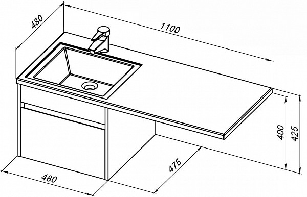Тумба под раковину Aquanet Токио 48 белый (подвесная, 1 ящик) 00236915