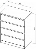Комод Aquanet Сканди 800x480 Дуб крафт (4 ящика) 00302542