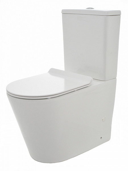 AQM1001 Унитаз напольный Rimless AQUAme c сиденьем SoftClose, горизонтальный выпуск. 670x360x445мм