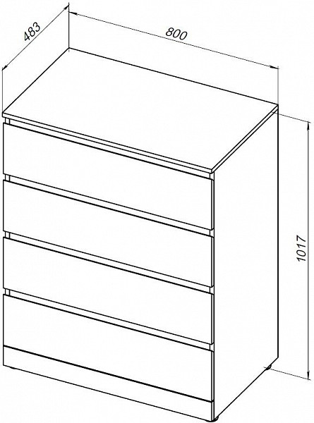 Комод Aquanet Сканди 800x480 Дуб крафт (4 ящика) 00302542