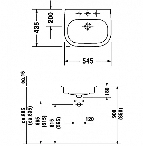 Раковина Duravit D-Code 0337540000 встраиваемая