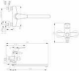 Смеситель для ванны с длинным изливом с аксессуарами Bravat Line F65299C-LB-RUS